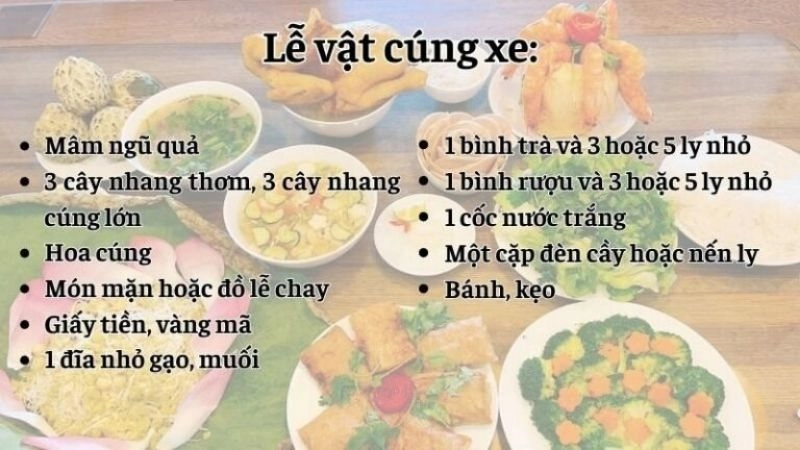 Mâm cúng xe gồm những gì