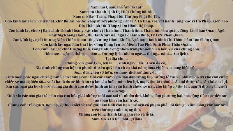Văn khấn mua xe máy mới, xe ô tô mới cho gia đình