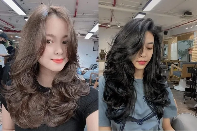 Gái xinh tóc dài de thương dịu dàng với kiểu tóc xoăn nhẹ