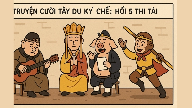 Tóm tắt Truyện cười - Tây Du Ký Chế: Hồi 5 Thi tài ngắn gọn
