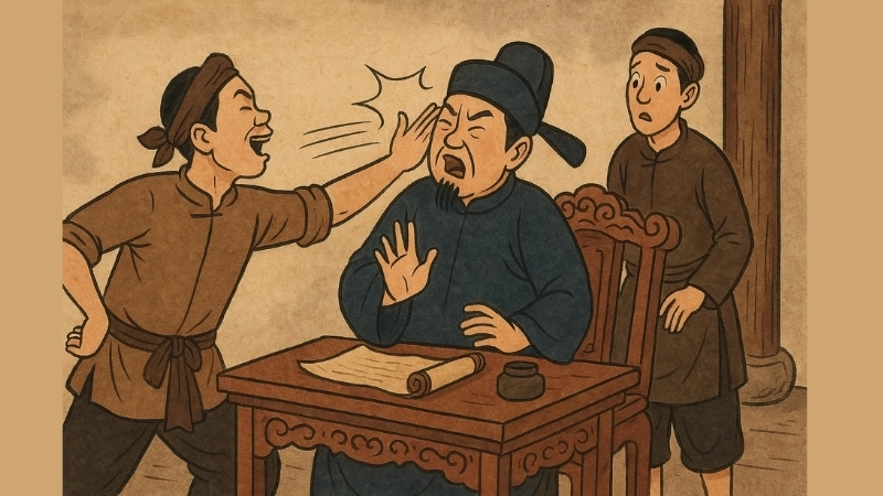 Tóm tắt Truyện cười - Vả quan huyện: Bài học về công lý