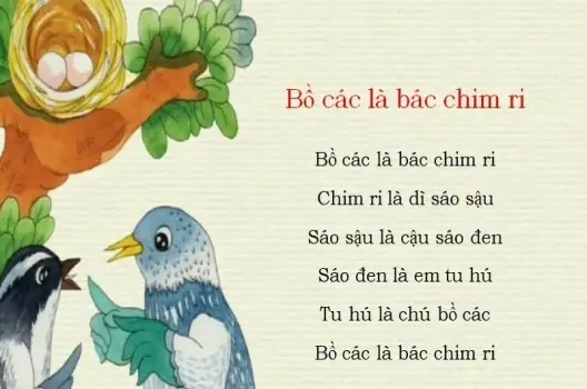 Bài đồng dao Bồ các là bác chim ri cho bé mầm non