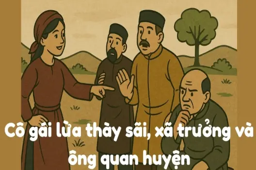 Tóm tắt Truyện dân gian - Cô gái lừa thày sãi, xã trưởng và ông quan huyện