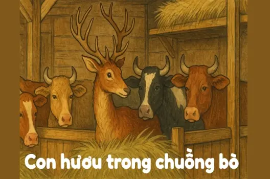 Tóm tắt Truyện ngụ ngôn - Con hươu trong chuồng bò cực hay