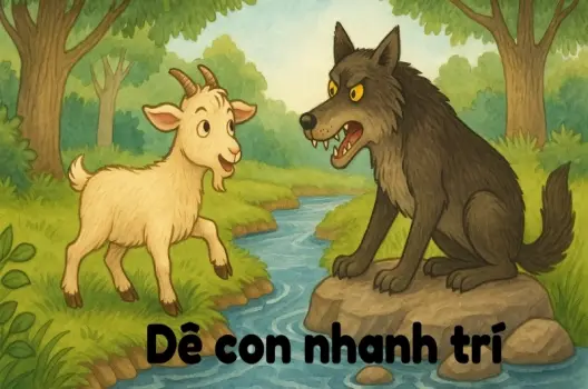 Tóm tắt Truyện ngụ ngôn - Dê con nhanh trí ngắn gọn dễ hiểu