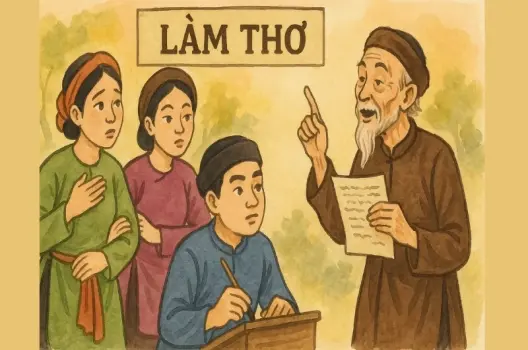 Tóm tắt Truyện dân gian - Làm thơ thi tài đối đáp đầy thú vị