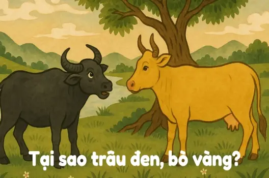 Tóm tắt truyện dân gian - Tại sao trâu đen, bò vàng