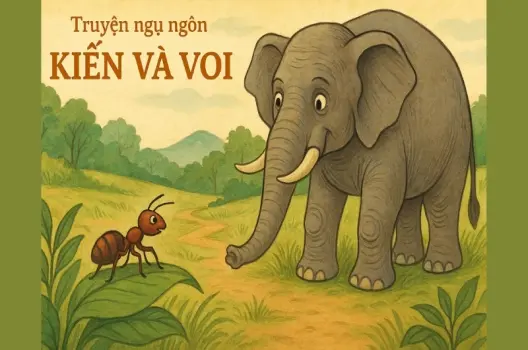 Tóm tắt Truyện ngụ ngôn - Kiến và Voi bài học quý giá