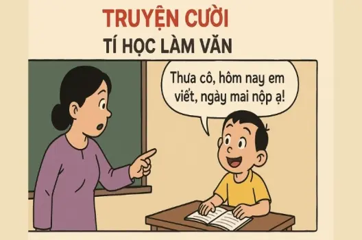 Tóm tắt Truyện cười - Tí học làm văn ngắn gọn, hài hước nhất