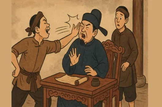 Tóm tắt Truyện cười - Vả quan huyện: Bài học về công lý