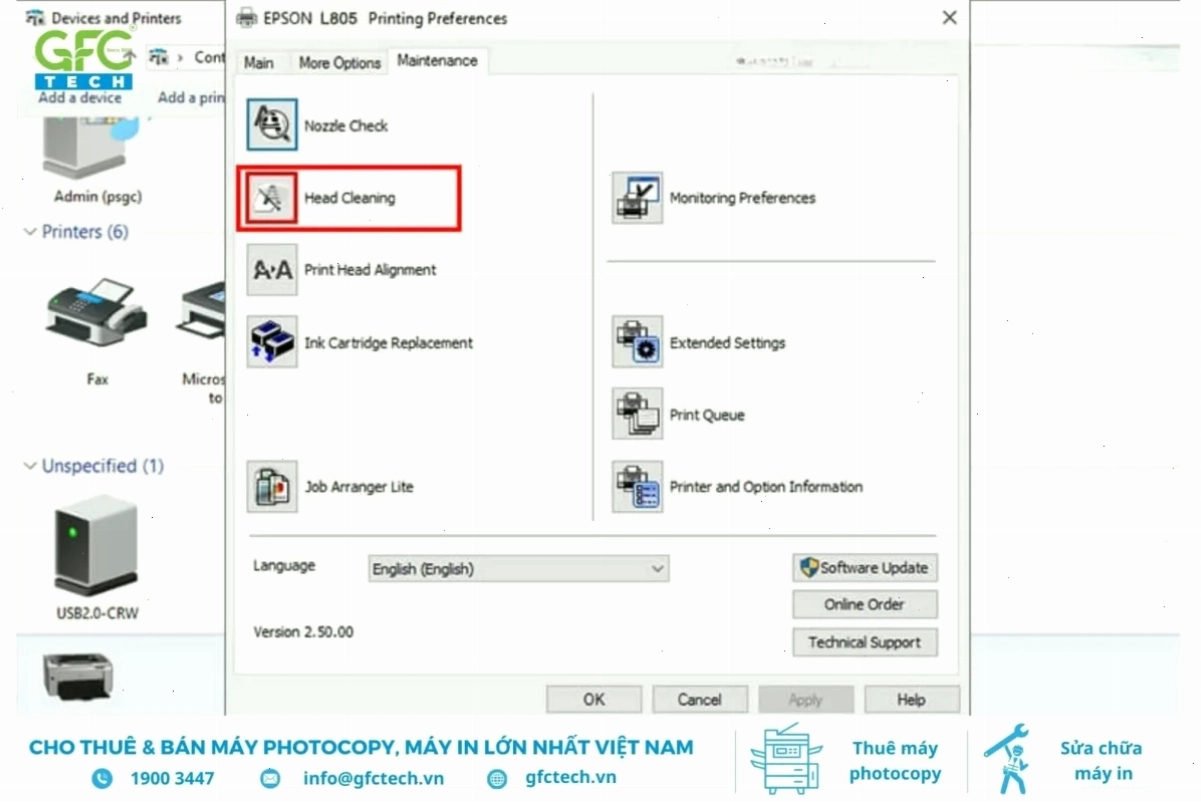Bảng test màu máy in Epson cho thấy tình trạng đầu phun