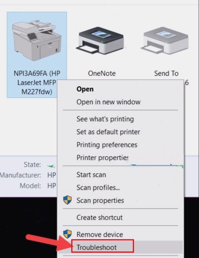 Biểu tượng xem hàng đợi lệnh in trên Windows