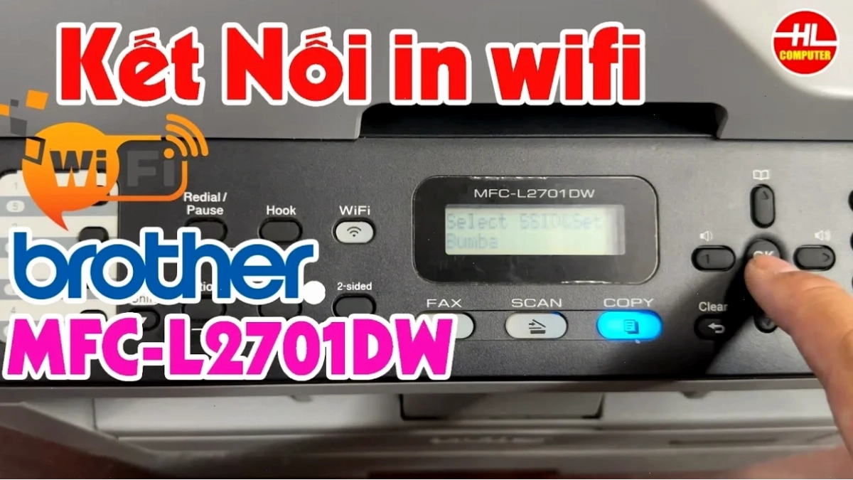 Chọn tùy chọn kết nối WiFi/Wireless trong trình cài đặt máy in Brother