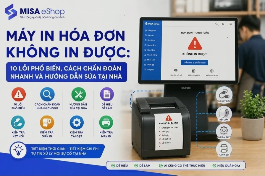 Đèn báo lỗi trên máy in hóa đơn