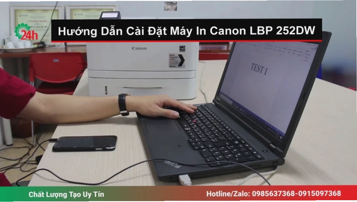 Giao diện cài đặt driver máy in Canon LBP 252dw qua USB