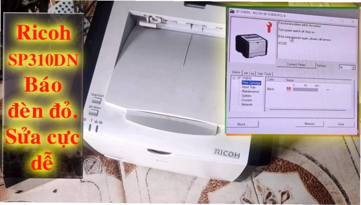 Giao diện phần mềm reset lỗi SC máy in Ricoh