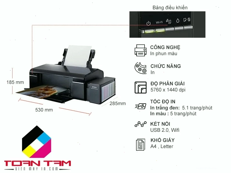 Giao diện tùy chỉnh thuộc tính máy in Epson