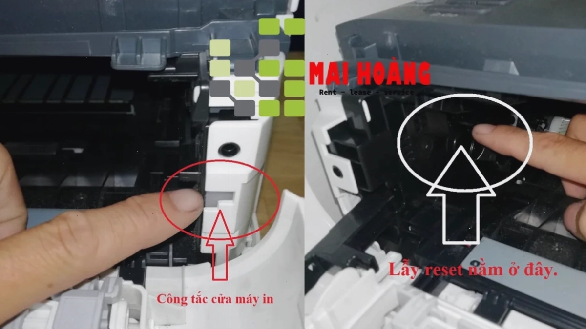 Hình ảnh chi tiết bộ phận bên trong máy in Fuji Xerox P225db