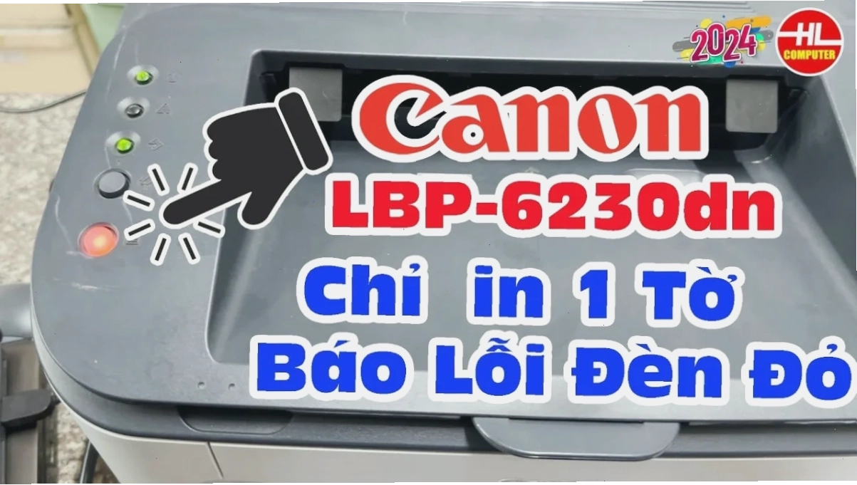 Kỹ thuật viên đang thực hiện bảo dưỡng máy in Canon 6230DN