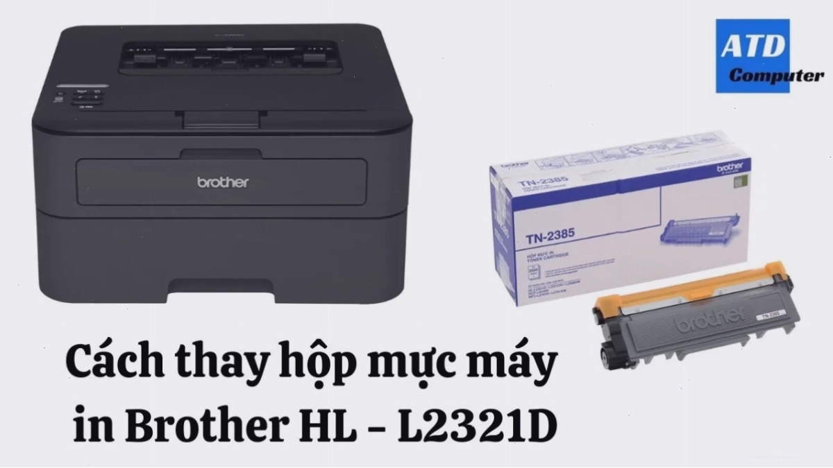 Lắp hộp mực mới vào cụm drum cho máy in Brother