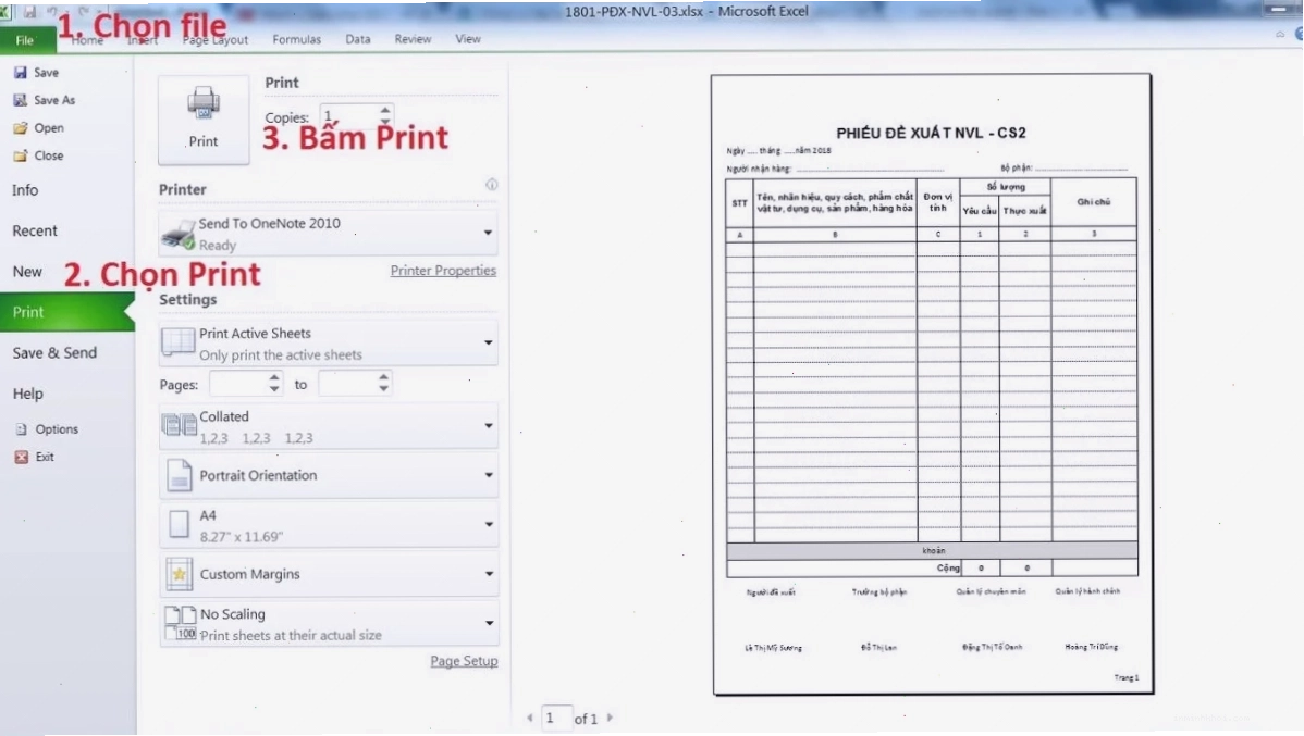 Lựa chọn Print Current Page trong Word 2010
