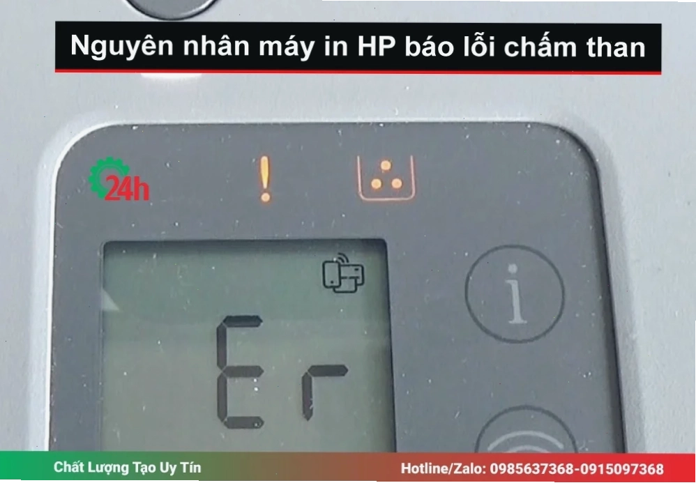 Máy in HP 1025 hiển thị lỗi chấm than trên bảng điều khiển