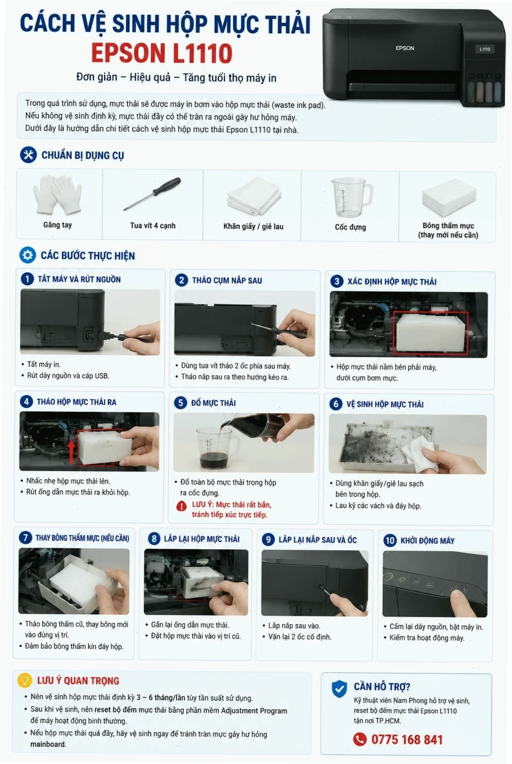 Quy trình vệ sinh đầu phun máy in Epson