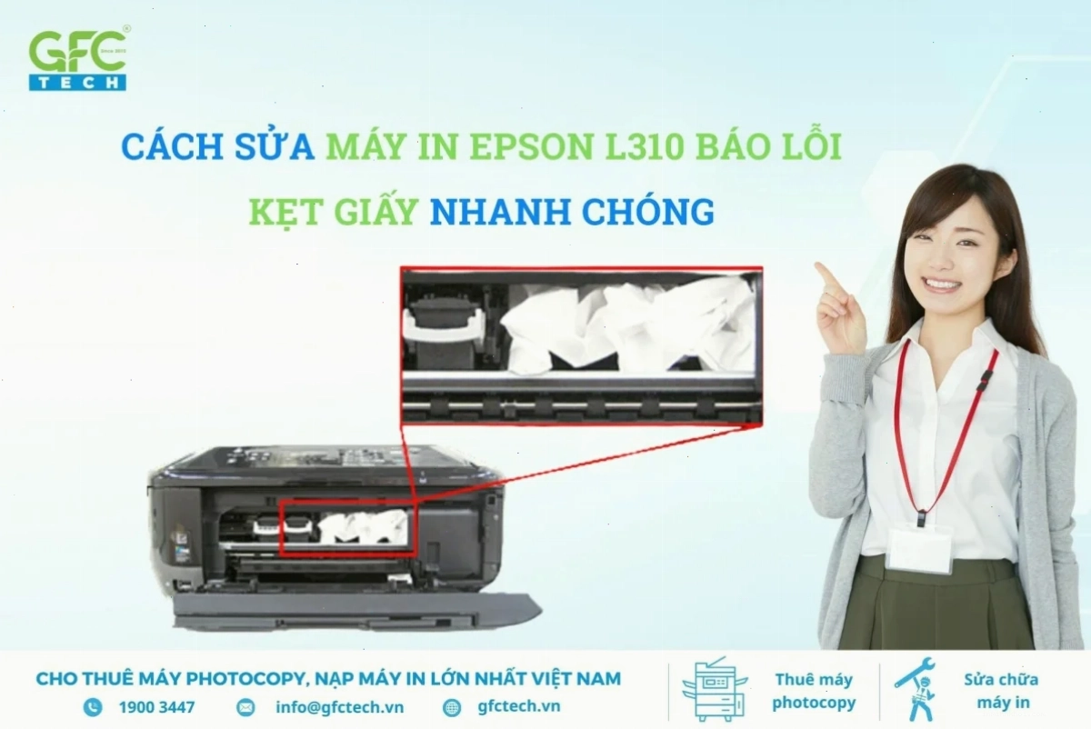 Thao tác gỡ giấy bị kẹt khỏi máy in Epson L310