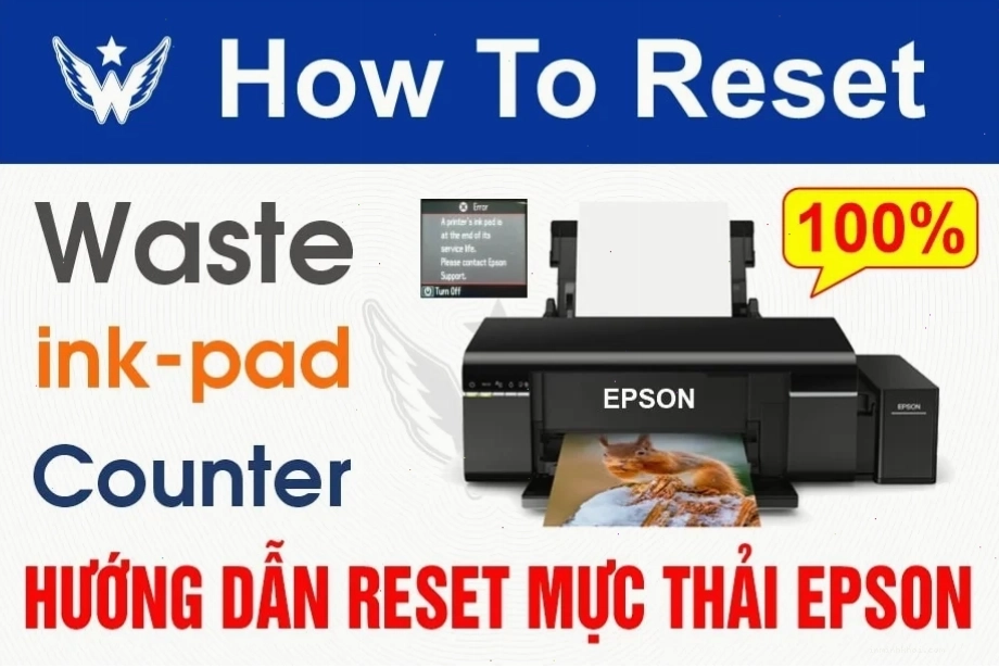 Thao tác reset chip mực máy in Epson 1390