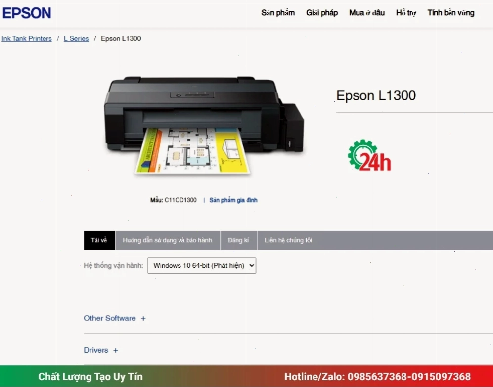 Thiết lập chế độ in tràn lề Borderless trong cài đặt máy in Epson L1300