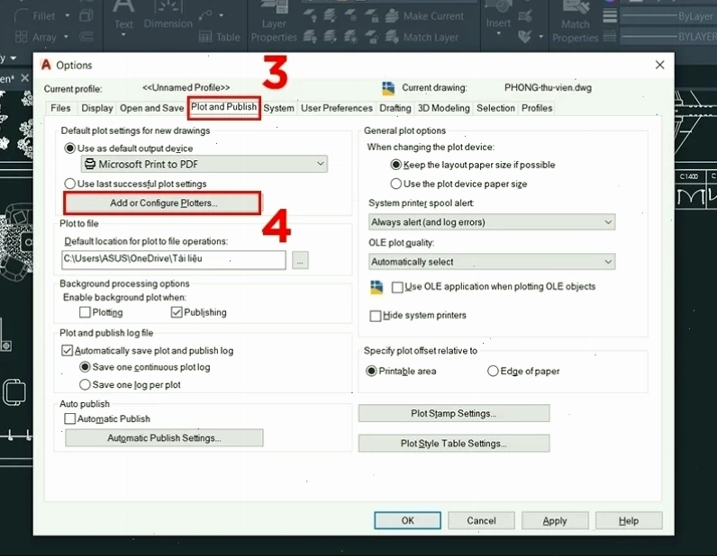 Truy cập Plotter Manager trong Autocad 2007