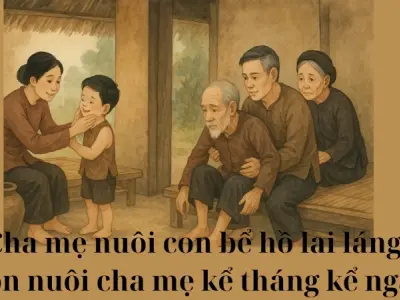 Tóm tắt truyện cổ tích Việt Nam - Cha mẹ nuôi con bể hồ lai láng, con nuôi cha mẹ kể tháng kể ngày