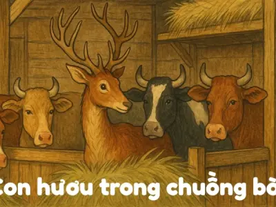 Tóm tắt Truyện ngụ ngôn - Con hươu trong chuồng bò cực hay