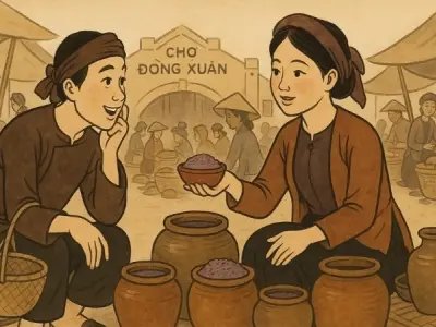 Tóm tắt truyện dân gian Gặp cô hàng mắm tôm chợ Đồng Xuân