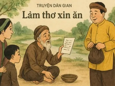 Tóm tắt Truyện dân gian - Làm thơ xin ăn ngắn gọn, hay nhất