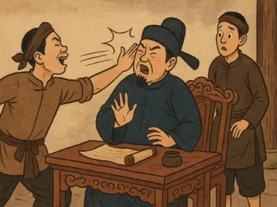 Tóm tắt Truyện cười - Vả quan huyện: Bài học về công lý
