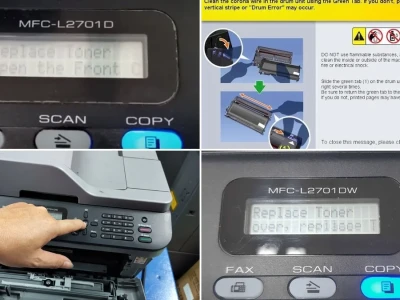 Khắc phục máy in Brother MFC-L2701Dw báo lỗi Replace Toner hiệu quả